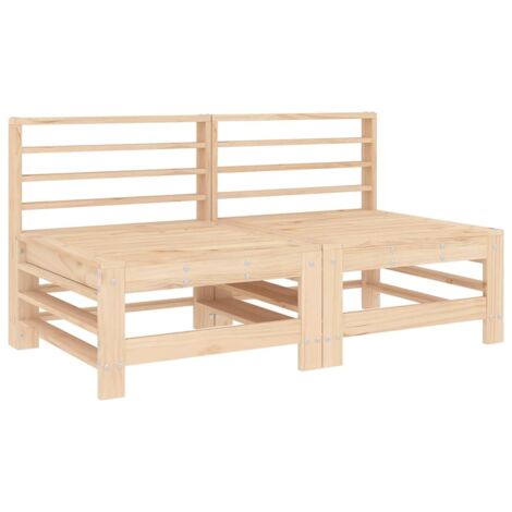 Canapés centraux de jardin  Divan de jardin 2 pcs bois de pin massif