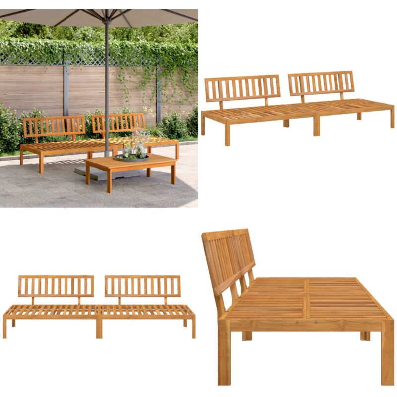 Canapés centraux palette de jardin 2 pcs bois massif d'acacia - Canape De Jardin - Mobilier De Jardin - Salon De Jardin - Acacia - Meuble Extérieur