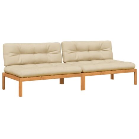 Canapés centraux palette de jardin et coussins 2pcs bois acacia vidaXL