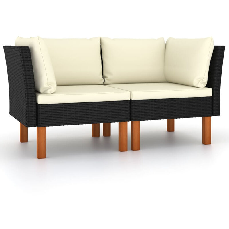 Asupermall - Canapes d'angle 2pcs Resine tressee et bois d'eucalyptus massif