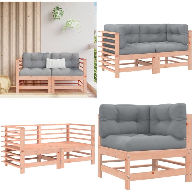 Canapés d'angle avec coussins 2 pcs bois massif douglas - Canape D'angle - Canapé Extérieur - Mobilier De Jardin - Jardin - Terrasse - Home & Living