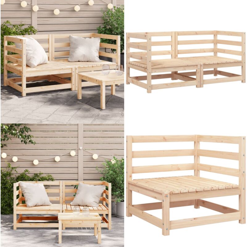Canapés d'angle de jardin 2 pcs 70x70x67 cm bois de pin massif - Canape De Jardin - Mobilier De Jardin - Canapé D'angle - Ensemble De Salon De Jardin