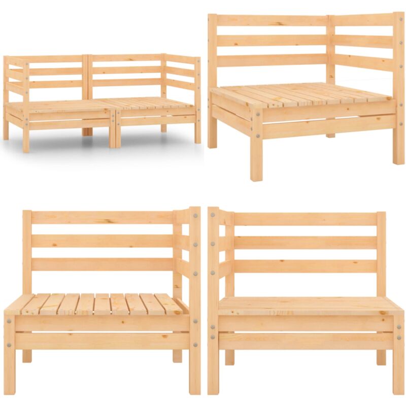 Canapés d'angle de jardin 2 pcs Bois de pin massif - Canapé D'angle - Mobilier De Jardin - Salon De Jardin - Chaise Longue - Meubles En Bois - Home &