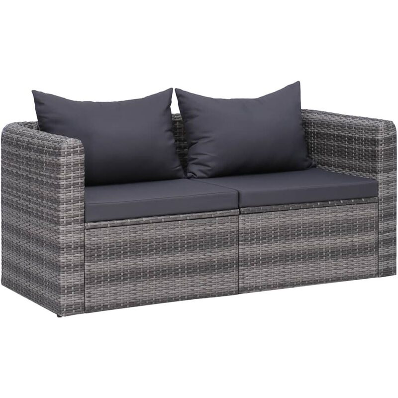Asupermall - Canapes d'angle de jardin 2 pcs Gris Resine tressee