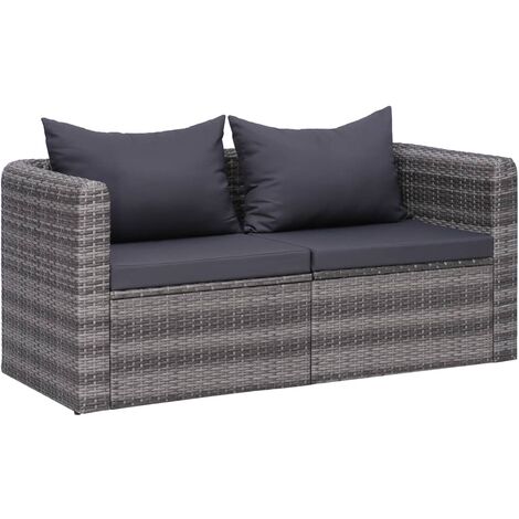 Canapés d'angle de jardin 2 pcs Gris Résine tressée vidaXL