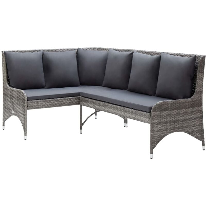 Canapés d'angle de jardin 2 pcs Résine tressée Gris