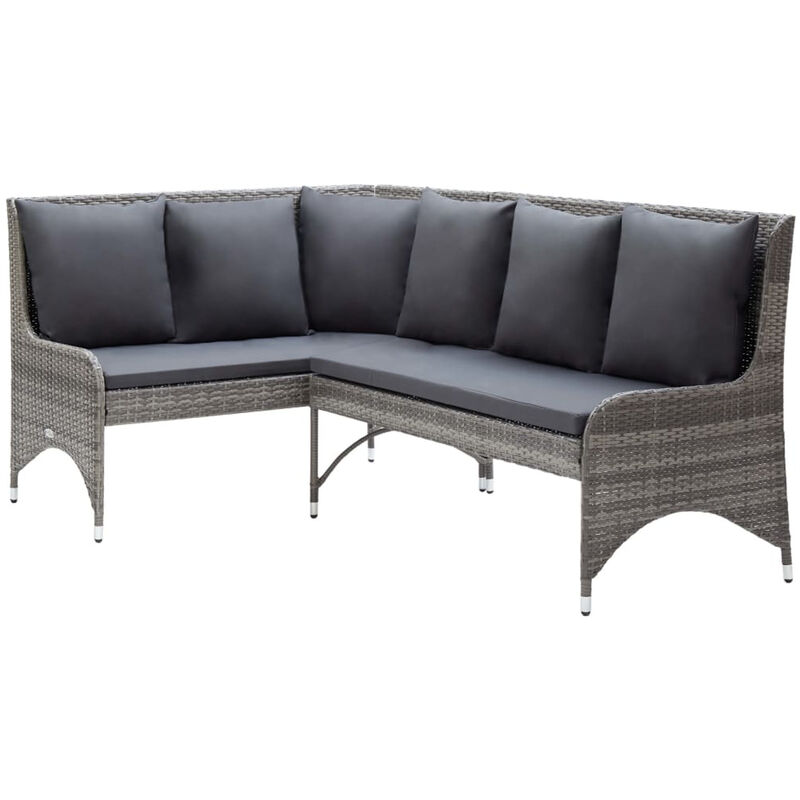 Canapes d'angle de jardin 2 pcs Resine tressee Gris