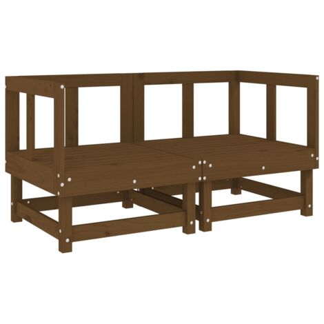 Canapés d'angle de jardin  Divan de jardin 2 pcs marron miel bois de pin solide