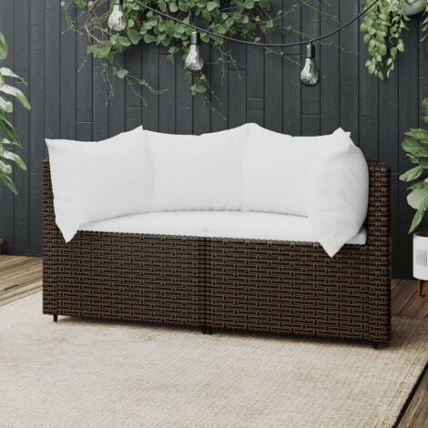 Canapés d'angle de jardin et coussins2pcs - Salon de jardin - Banc de jardin - marron résine tressée Chic-525726