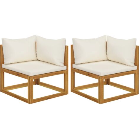 Canapés d'angle sectionnels 2 pcs avec coussins Blanc crème vidaXL