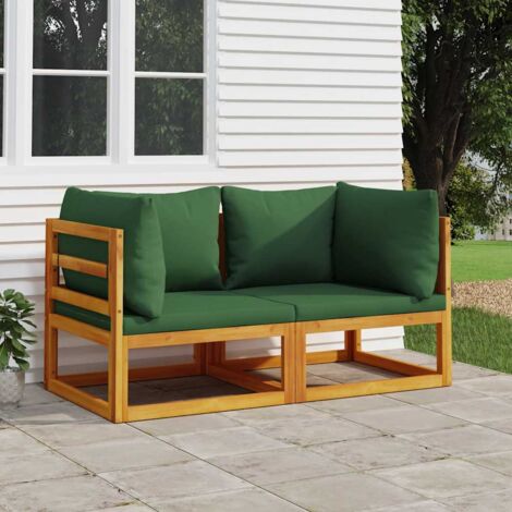 Canapés d'angle sectionnels 2 pcs coussins verts Bois acacia vidaXL