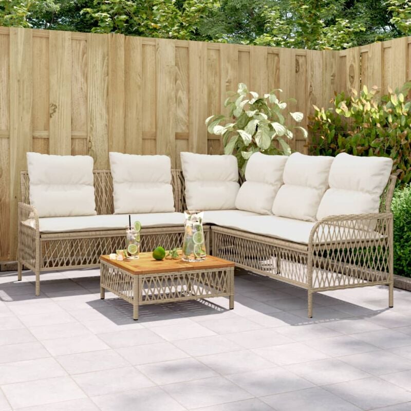 Vidaxl - Salon de jardin avec coussins 2 pcs beige résine tressée