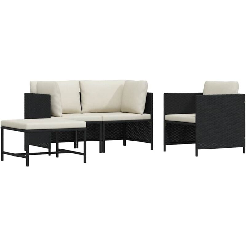 Vidaxl - Canapés de jardin 4 pcs avec coussins Noir Résine tressée