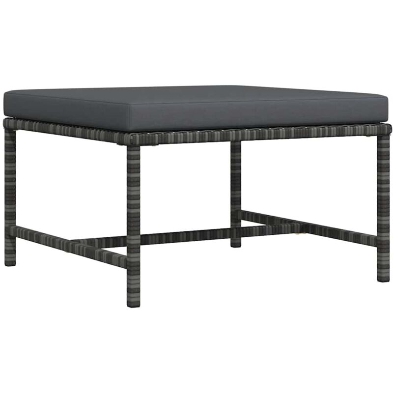 Vidaxl - Repose-pied sectionnel avec coussin Gris Résine tressée