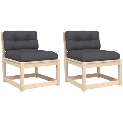 Canapés de jardin  Divan de jardin avec coussins 2pcs bois de pin massif