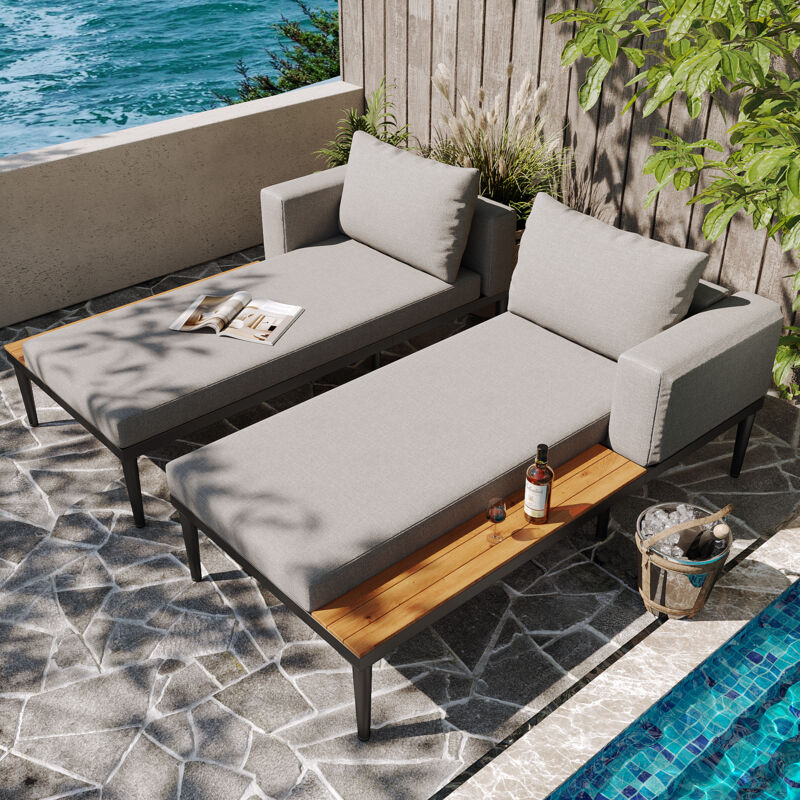 Canapés de jardin Modfu 150x140x30cm canapé-lit double, transat, terrasse/jardin, extérieur, gris