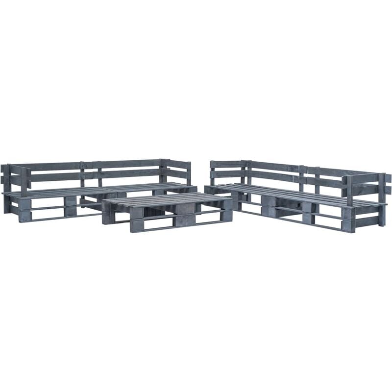 Salon de jardin palette 6 pcs Bois Gris