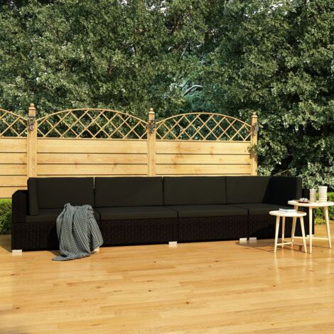Canapés de jardin, Salon de jardin, canapé relax 4 pcs avec coussins résine tressée noir togp31244 DESIGN IN