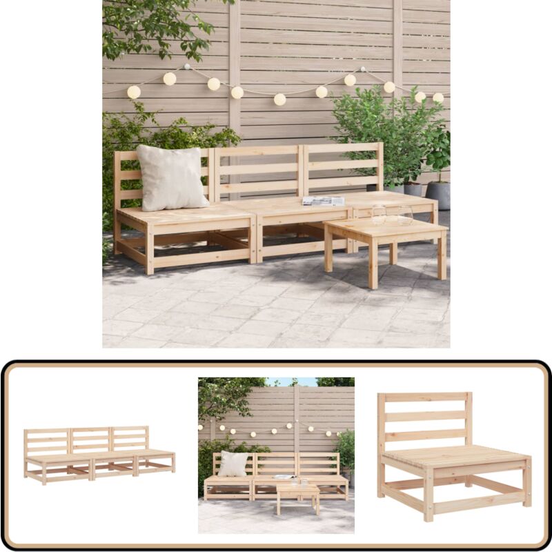 Canapés de jardin sans accoudoirs 3 pcs bois de pin massif - Canape De Jardin - Mobilier De Jardin - Canapé Extérieur - Meubles De Jardin - Ensemble