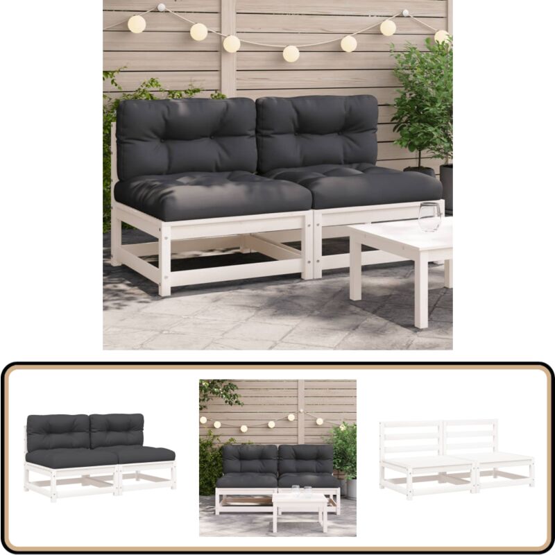 Canapés de jardin sans accoudoirs coussins 2pcs bois massif pin - Canape De Jardin - Mobilier De Jardin - Canapé Extérieur - Meubles De Jardin