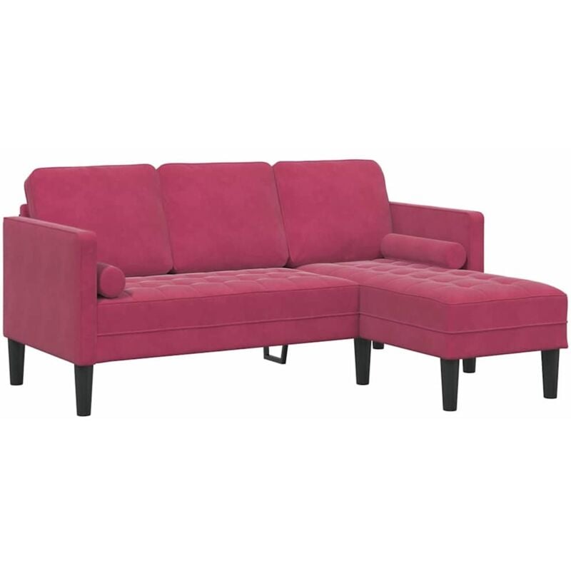 Vidaxl - Canapé 3 places avec méridienne L-shaped vin rouge 160 cm en velours