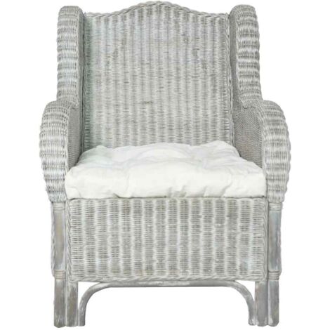 Canapé，Sofa pour Salon，Banquette avec coussin Gris Rotin naturel et lin CFW267398