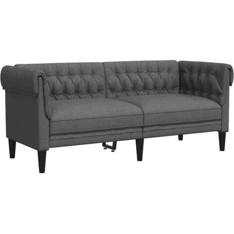 Canapé,Sofa pour Salon,Banquette Chesterfield Gris foncé 182.5 x 74.5 x 74.5 cm tissu CFW257814