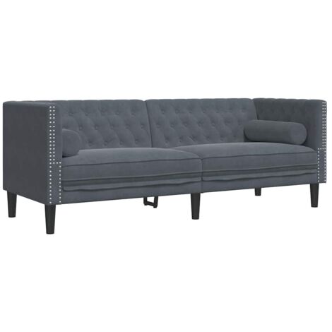 Canapé，Sofa pour Salon，Banquette Chesterfield Gris foncé 194 x 74.5 x 70.5 cm Velours CFW445433