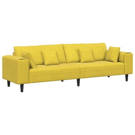 Canapé,Sofa pour Salon,Banquette en velours avec coussin Jaune 210 cm Velours CFW788182