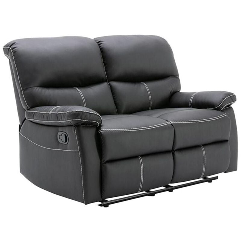 Vente-unique - Canapé 2 places relax en simili noir canby