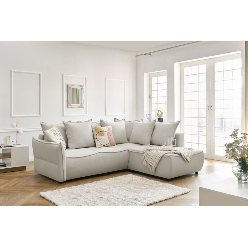 Bobochic - xs - Canapé d'angle l convertible coffre leon Angle droit Beige