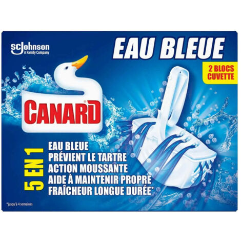 Canard bloc cuvette eau bleue 5 en 1, 2 pièces.