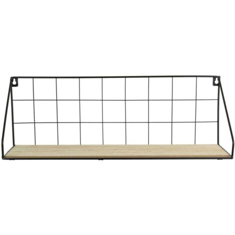 Canard ÉTAGÈRE MÉTAL noire 45x15cm MDF PLACAGE CHÊNE