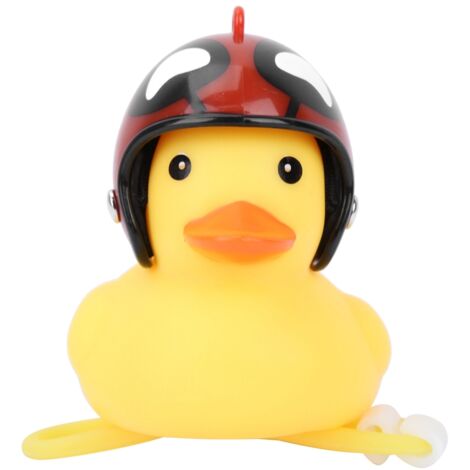 Canard jaune mignon avec casque pour décoration de vélo ou moto rouge