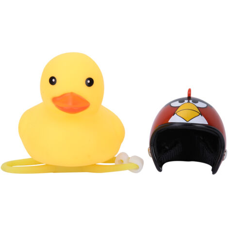 Canard jaune mignon avec casque pour décoration de vélo ou moto rouge