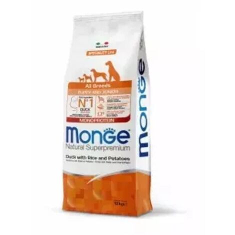 Canard Monge Monoprotein Puppy avec riz et pommes de terre 12 kg