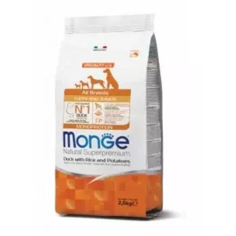 Canard Monge Monoprotein Puppy avec riz et pommes de terre 2,5 kg