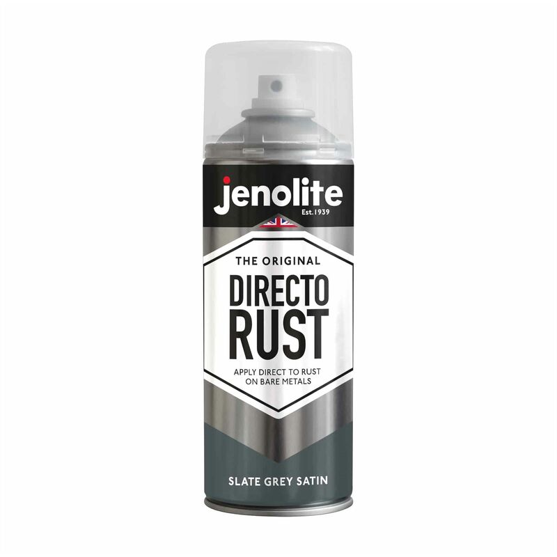 Slate Grey - 1 x 400ml Aerosol - JENOLITE Directorust Satin Multi Surface Paint - Slate Grey - For Use On Wood, Metal, Plastic, Ceramic & Rusted