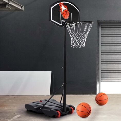 Canasta de baloncesto sobre soporte, altura regulable de 140 a 210 cm