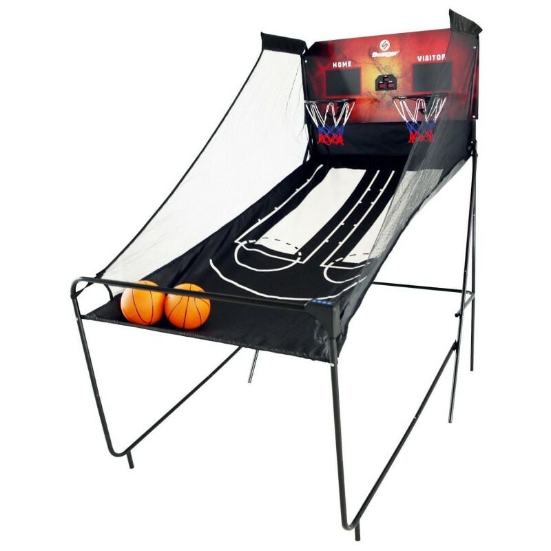 

Swager - Canasta de boloncesto 1 a 4 jugadores- double shot game - juego electronico plegable- 8 juegos diferentes- viene con 2 balones - Negro /