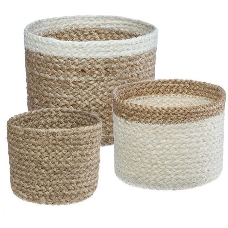 Juego de 3 cestas de yute - blancas - Atmosphera créateur d'intérieur