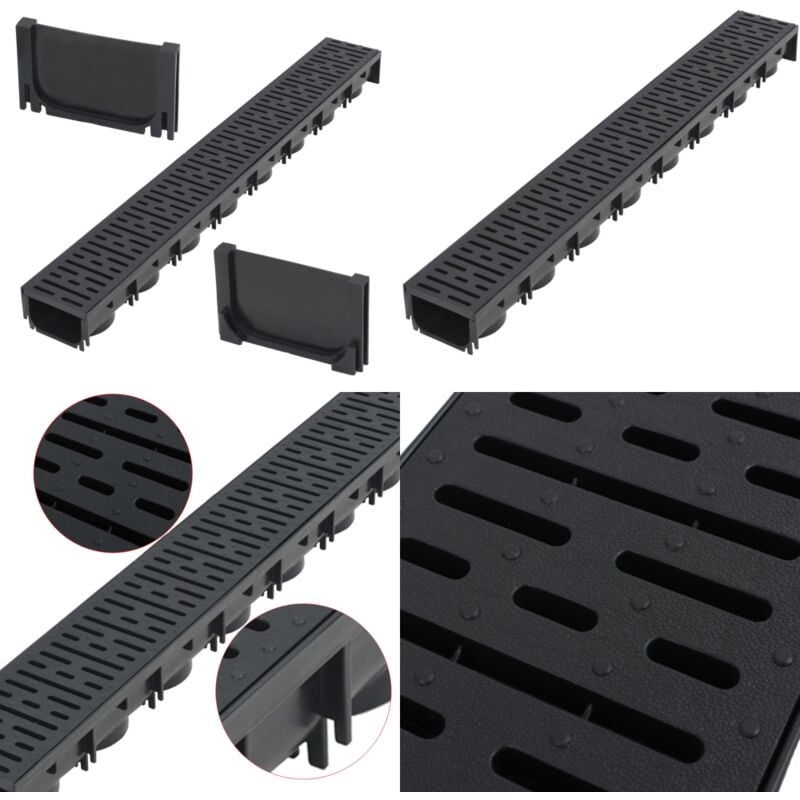 Vidaxl - Canaux de drainage Plastique 1 m - caniveau de drainage - caniveaux de drainage - Home & Living