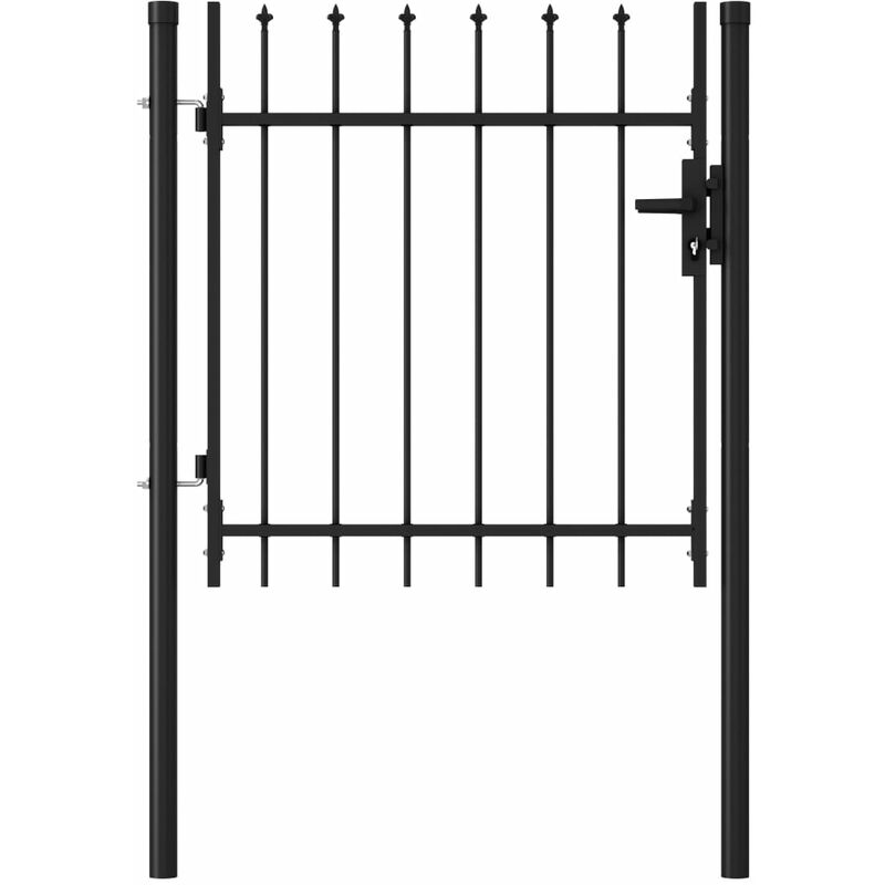 

Cancela de valla con una puerta y puntas acero negro 1x1 m