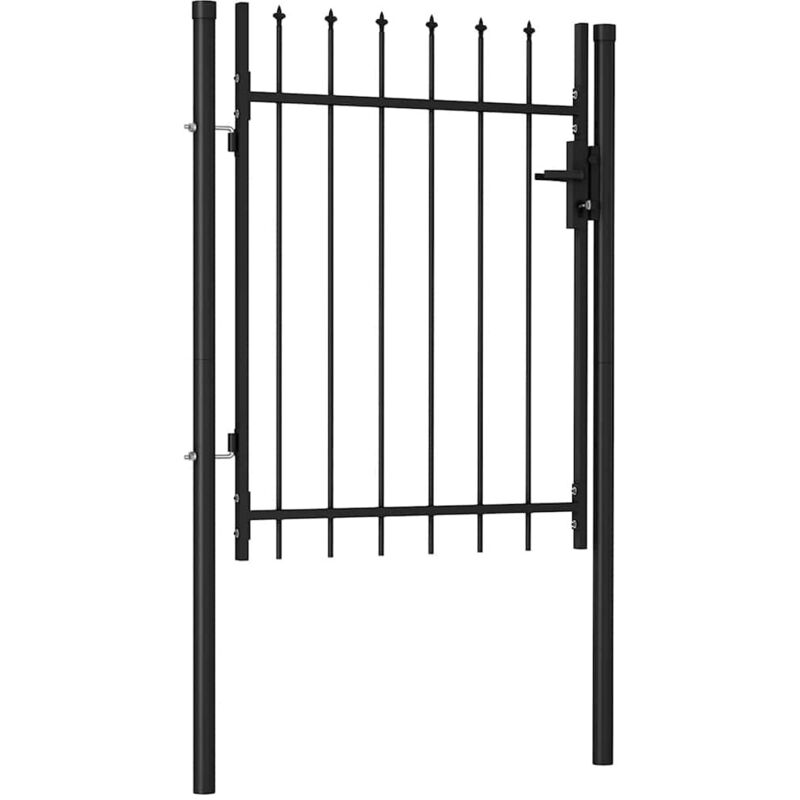 

vidaXL Cancela de valla con una puerta y puntas acero negro 1x1,2 m - Negro