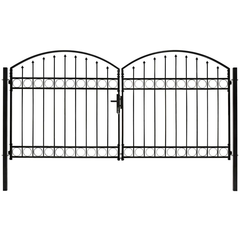 

Cancela de valla doble puerta con arco 300x125 cm acero negro