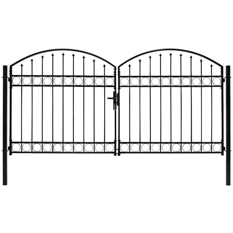 

Cancela de valla doble puerta con arco 300x125 cm acero negro - Negro