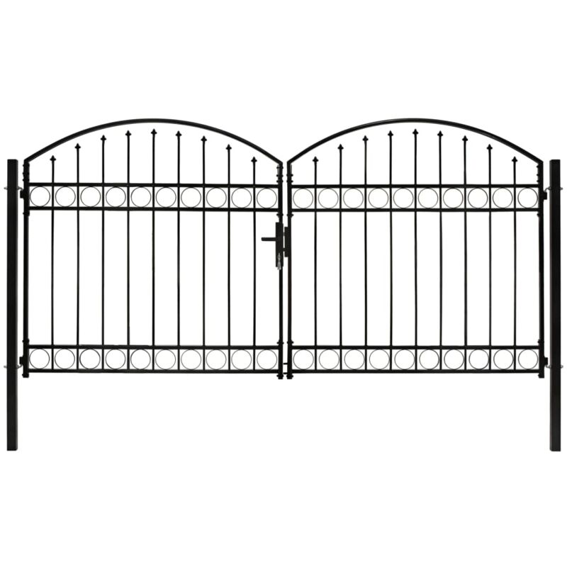 

Cancela de valla doble puerta con arco 300x125 cm acero negro - Negro - Vidaxl