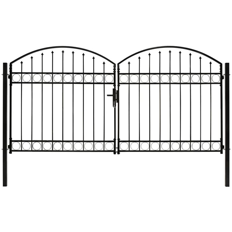 

Cancela de valla doble puerta con arco 300x150 cm acero negro - Negro