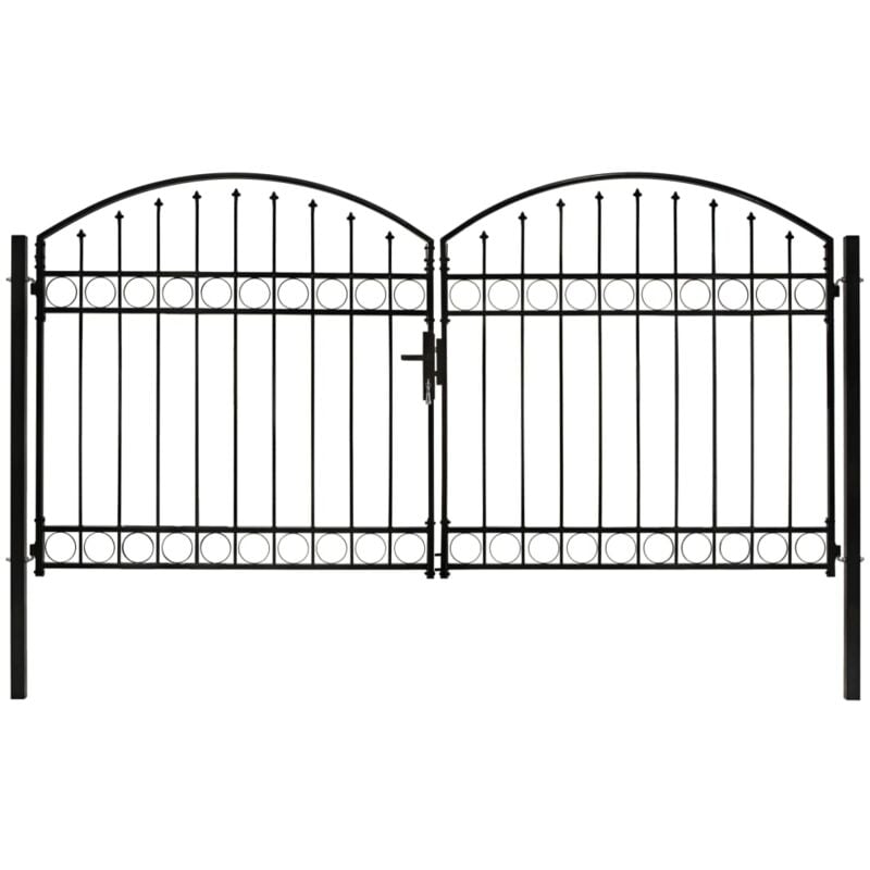 

Cancela de valla doble puerta con arco 300x150 cm acero negro - Negro - Vidaxl