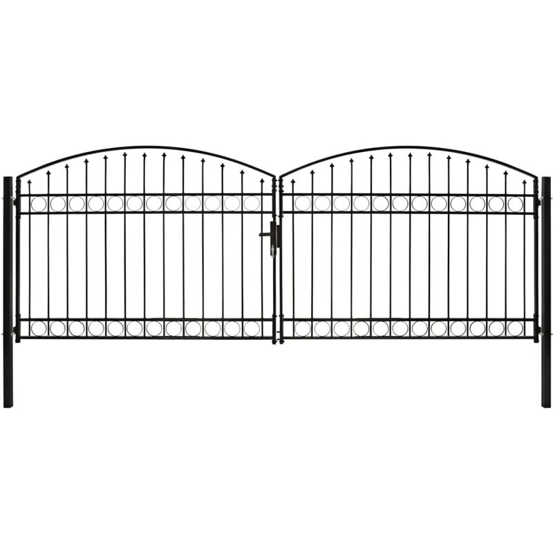 

Cancela de valla doble puerta con arco 400x150 cm acero negro